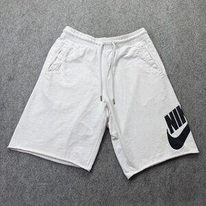 Nike Sportswear Alumni Shorts Men M White French Terry HBR Swoosh 10" 836277